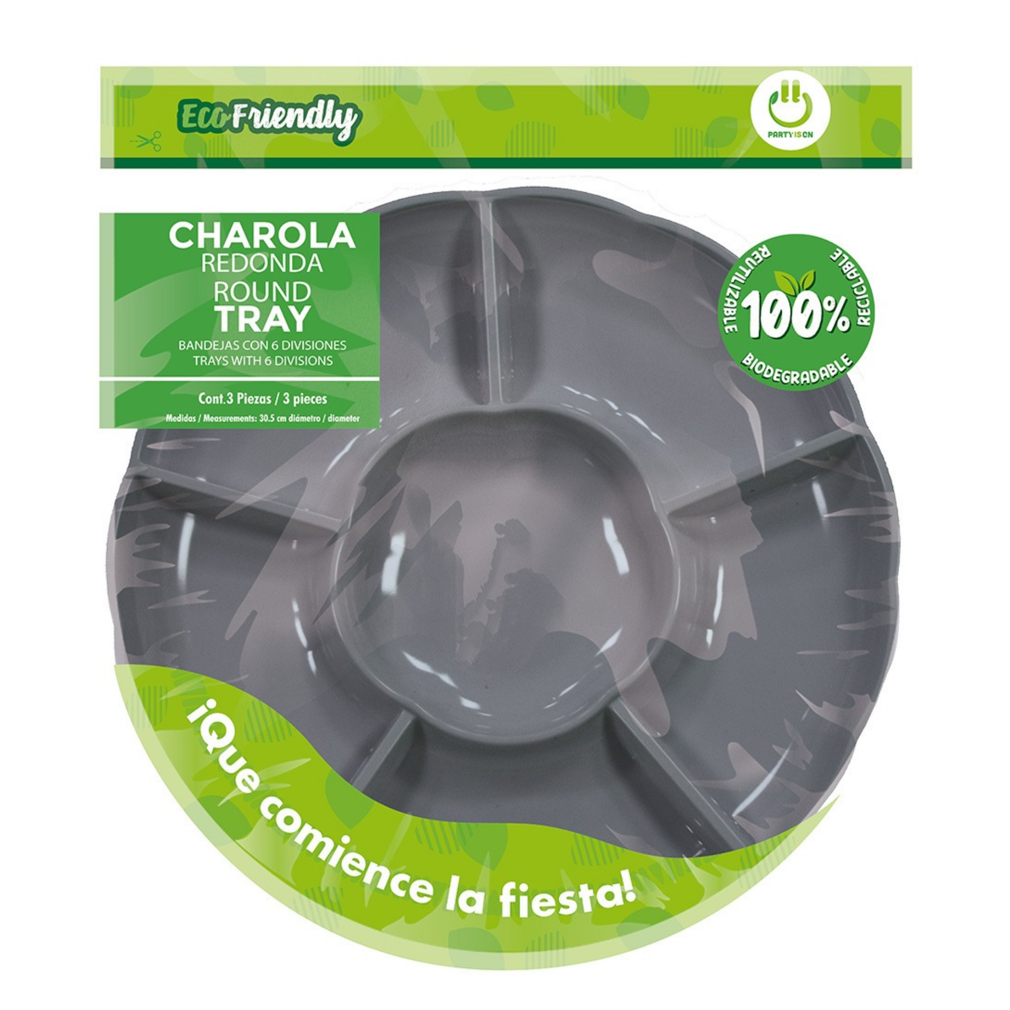 Imagen de CHAROLA REDONDA PARTY IS ON BOLSA