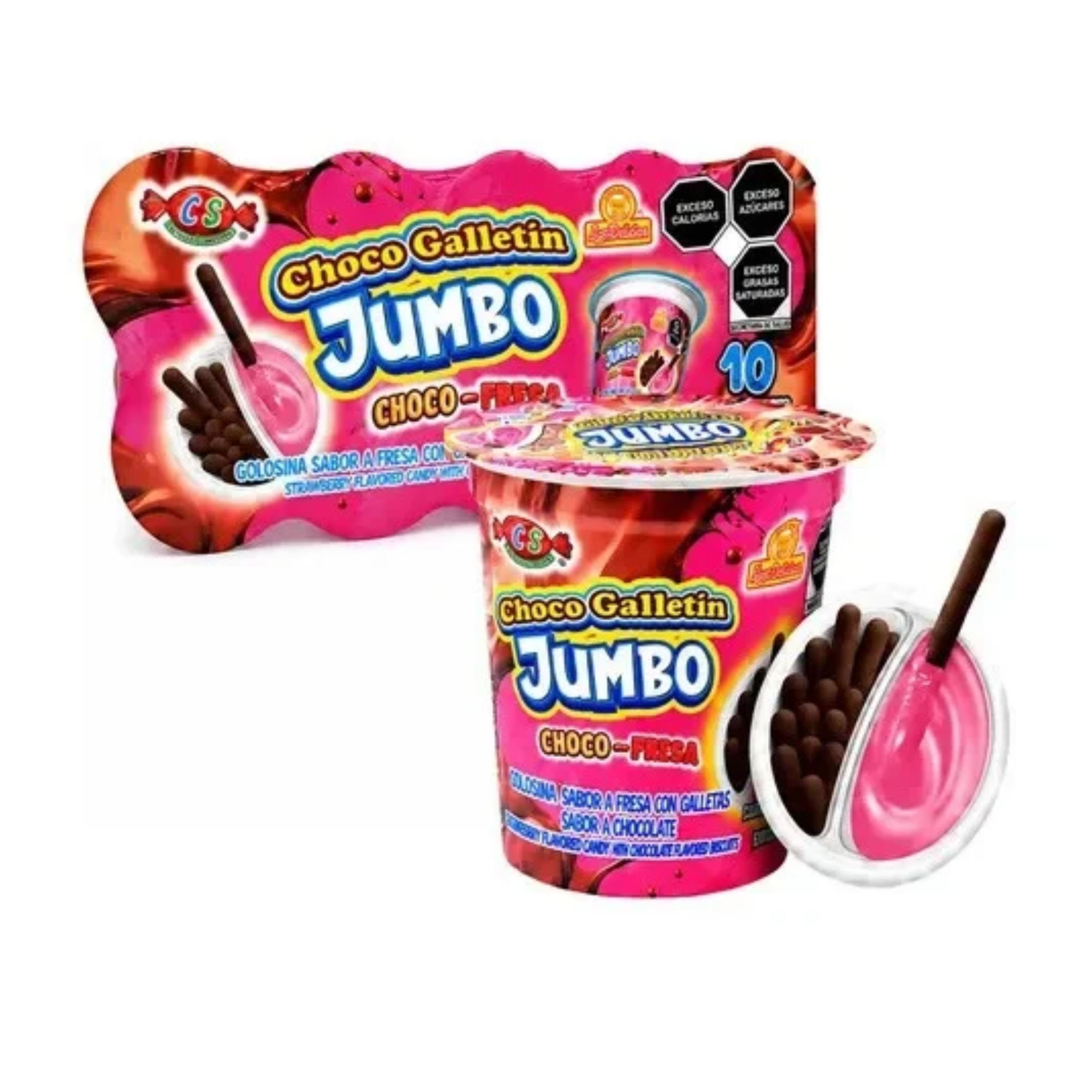 Imagen de CHOCO GALLETIN JUMBO CHOCO-FRESA CARTON CON 20 DISPLAY
